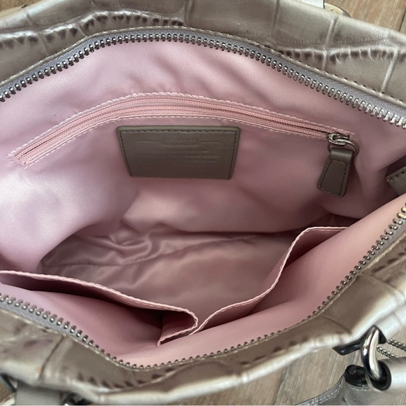 Coach Croc Embossed Ashley Hobo Bag Baguette Shoulder Bag Silver Y2K 90’s - Picture 8 of 11